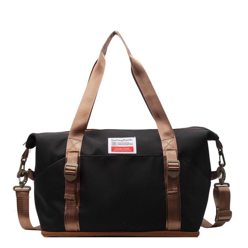 

Fashion multi-pocket classification casual can put yoga with yoga bag can be expanded to go out to play contrasting color luggage чорний