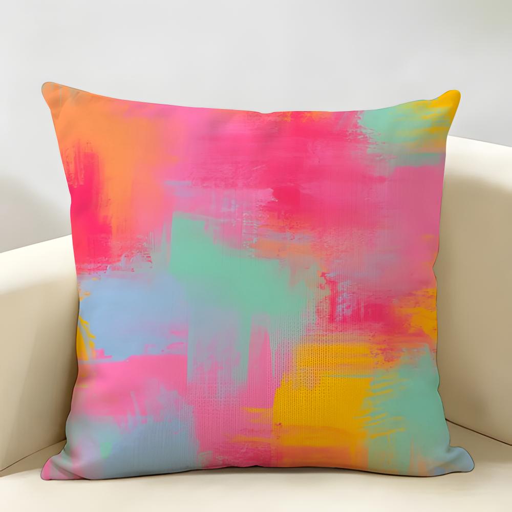 Vintagepink Bstract Pattern Cushion Cover Natural Linen Organic Fabric Double-Sided Printing Breathable Perfect For Home Decor
