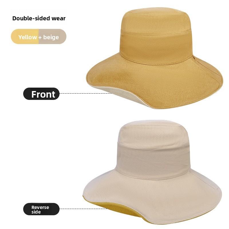 Reversible Wide Brim Sun Hat With Solid Color Design For Summer Use Casual