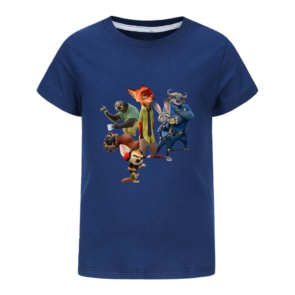 Fashionable Round Neck Short Sleeve Work Clothes Printed Tops For KID Summer Tops