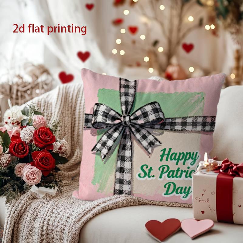 Happy St. Patrick's Day Decorative Pillow Cover Pattern Cushion Cover Suitable for Sofa Bedroom Car Pillow Cover