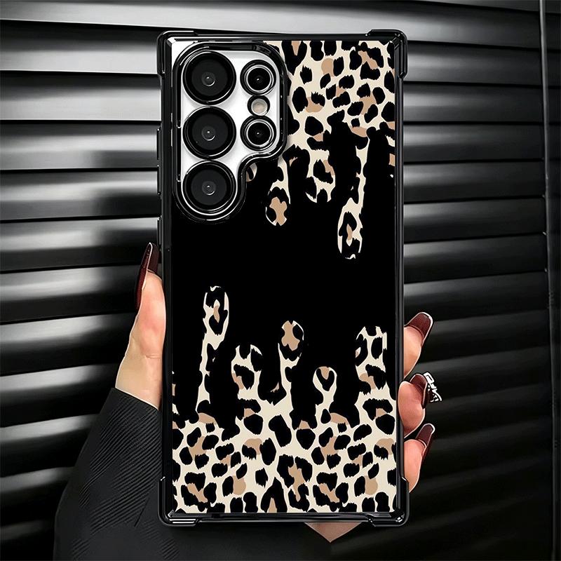 Leopard Print Trend Desgin Plating Phone Case For Samsung Galaxy S24 S25 FE S26 Edge S23 Ultra S22 S21 Plus S20 Anti-Fall Airaba