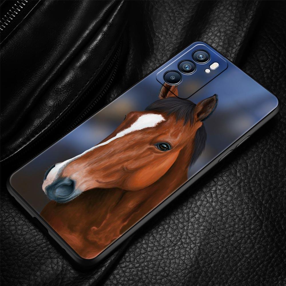 Animal Horse Phone Case For Oppo A17 A31 A54 A57 A78 A79 A98 Find X5 X6 Reno 6 7 8 10 11 12 13 F Pro 5G Soft TPU Cover Funda Bag