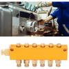 Brass Oil Distributor 5/6 Way Adjustable Lube Oil Piston Distributor Value Manifold Block for Centralized Lubrication System(1 in 6 Out)