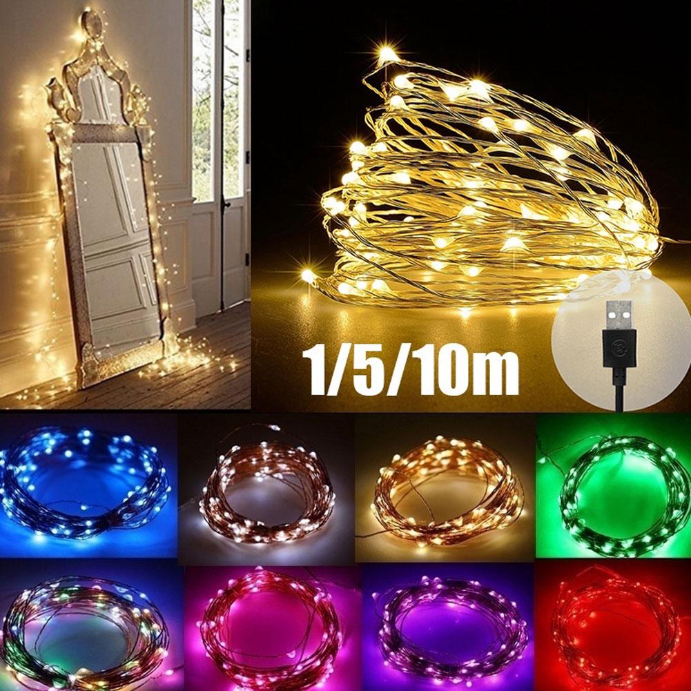 5/10m USB LED Sârmă impermeabilă șir de lumini de cupru Ghirlanda de decorare Zână