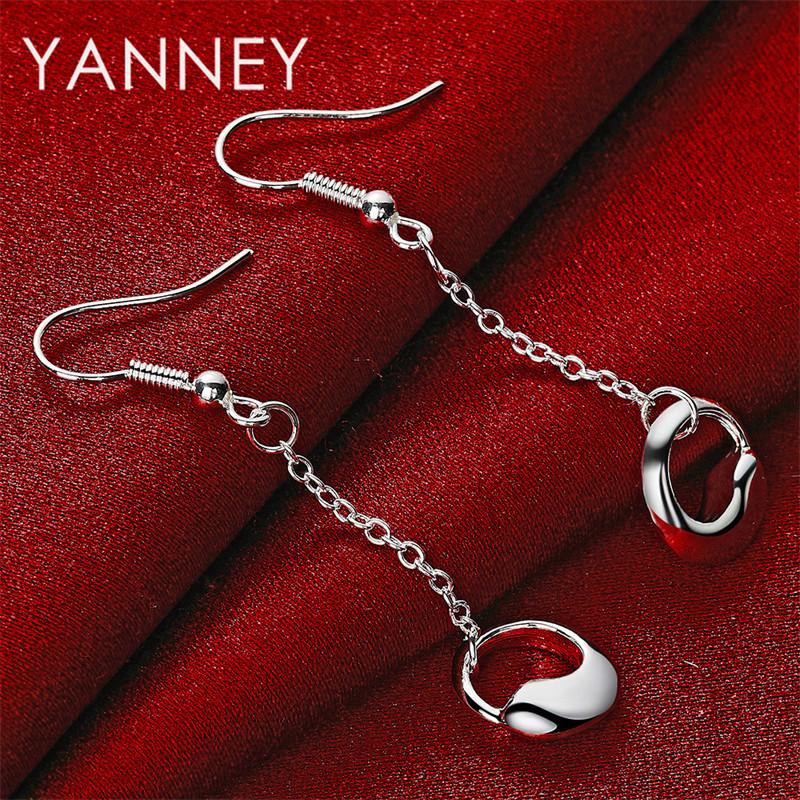 Luxury 925 Sterling Silver Delicate Tassel Round Pendant Earrings for Women, Fashion Accessories, Wedding Jewelry