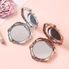 Rose Folding Round Handheld Makeup Mirror - Portable Single-Sided Vanity Mirror