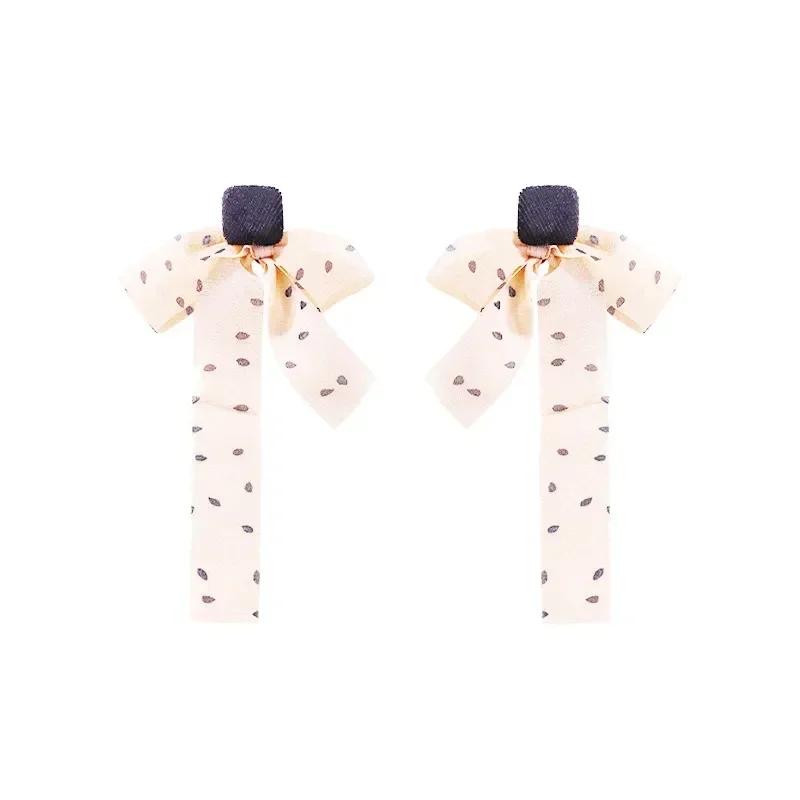 Ribbon Polka Dot Earrings New Trend Korean Fashion Ladies Pendant Earrings Jewerly Accessories for Women Elelgant Gifts