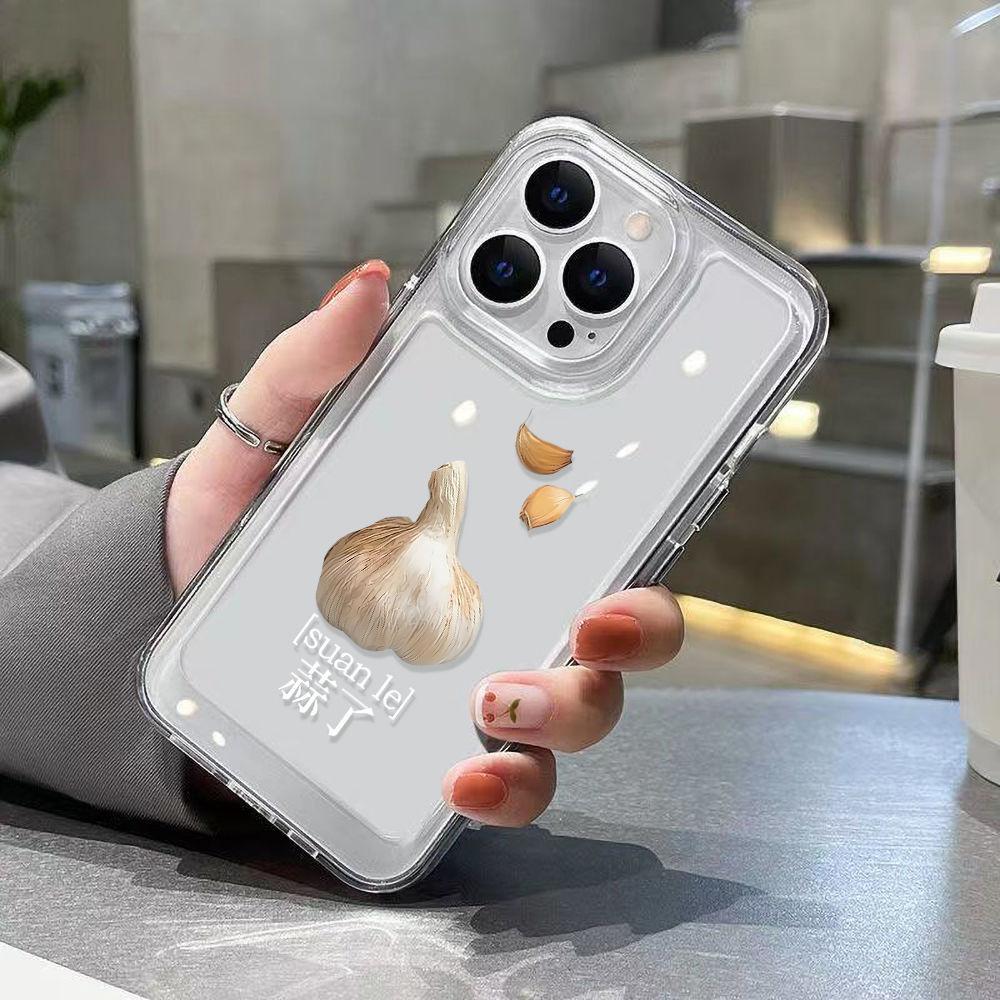 Creative onion garlic black and white for iPhone17 mobile phone case 15Pro niche x Apple 14 all-inclusive 12 Internet celebrity explosion
