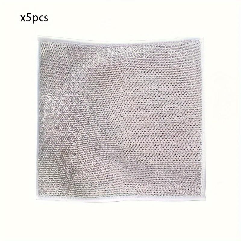 

5/10 шт., губка для мытья посуды, стальная проволочная тряпка для мытья посуды заменяет стальной проволочный шарик, бытовая чистящая салфетка, решетчатая антипригарная тряпка для масла, кухня