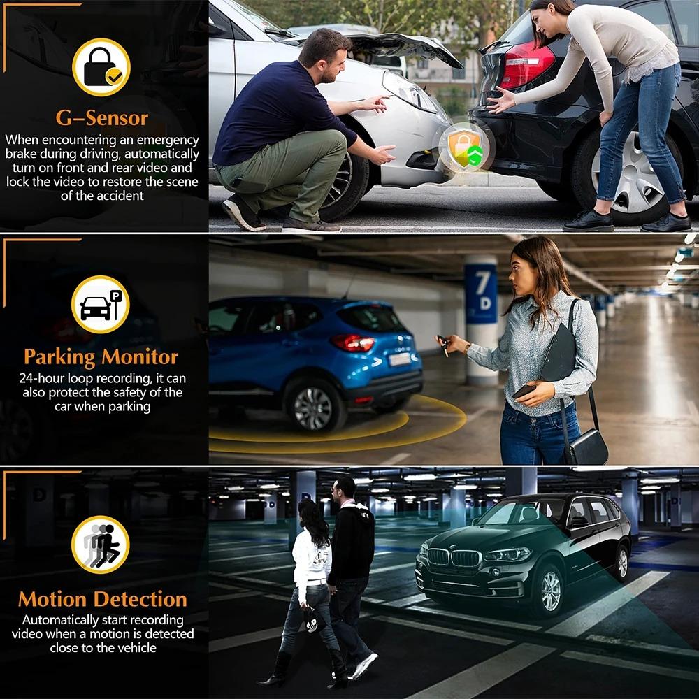 3 Channel Dash Cam for Car Camera 1080P Video Recorder Dashcam Black Box Dual Lens Inside Car DVR Rear View Camera Car Accessory