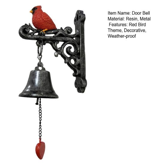 Vintage Roter Vogel Willkommens-Türklingel Wetterfest Wandmontage Abendessen Hängende Glocke Innen Außen Garten Haus Dekorative Türglocke