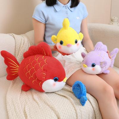 Lifelike Chubby Goldfish Plush Toys Stuffed Long Tail Fish Soft Huggable Doll Imitation Sea Animal Pillow Zoo Park Souvenir Gift