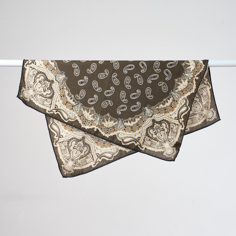 New Decorative Ethnic Style Scarf Literary and Retro Handmade Curled Square Scarf Imitation Silk Hair Double-sided Heterochrome Inkjet Silk Scarf