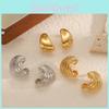 Boucles d'oreilles géométriques en acier inoxydable pour femmes avec texture d'aile