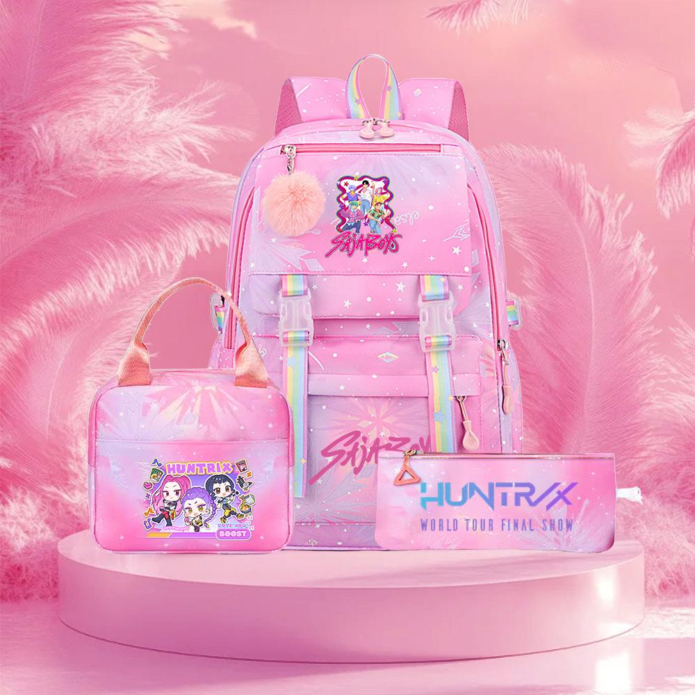 K-Pop Witch Hunters Cartoon Printed Student Pencil Bag Lunch Bag Three-Piece Backpack