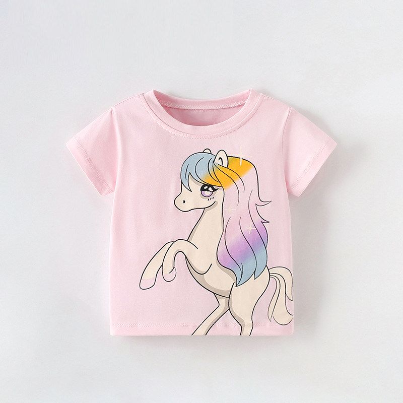 Direct Supply of Malwee Girls' T-Shirts, New Summer Style, European and American Style, Round-Neck Shirts, Short-Sleeved, Cute Children's Clothing