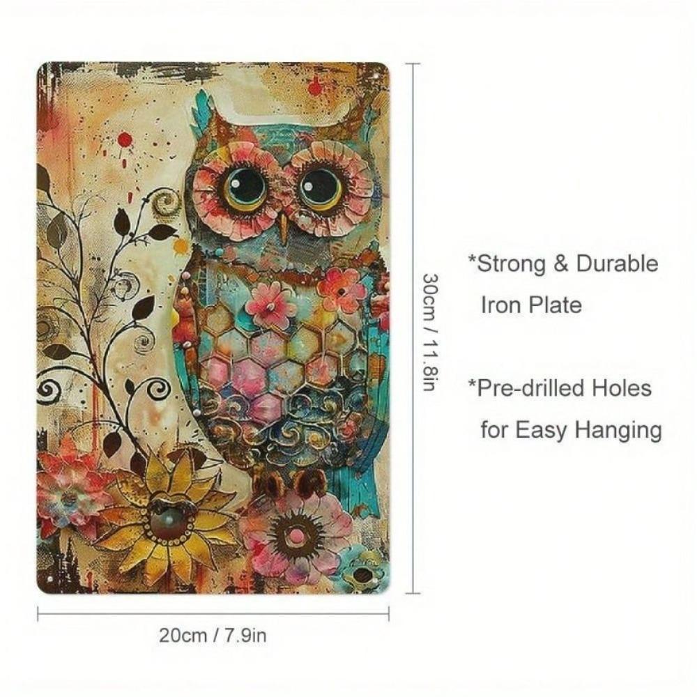 Vintage Metal Poster Owl Retro Bar Wall Decor