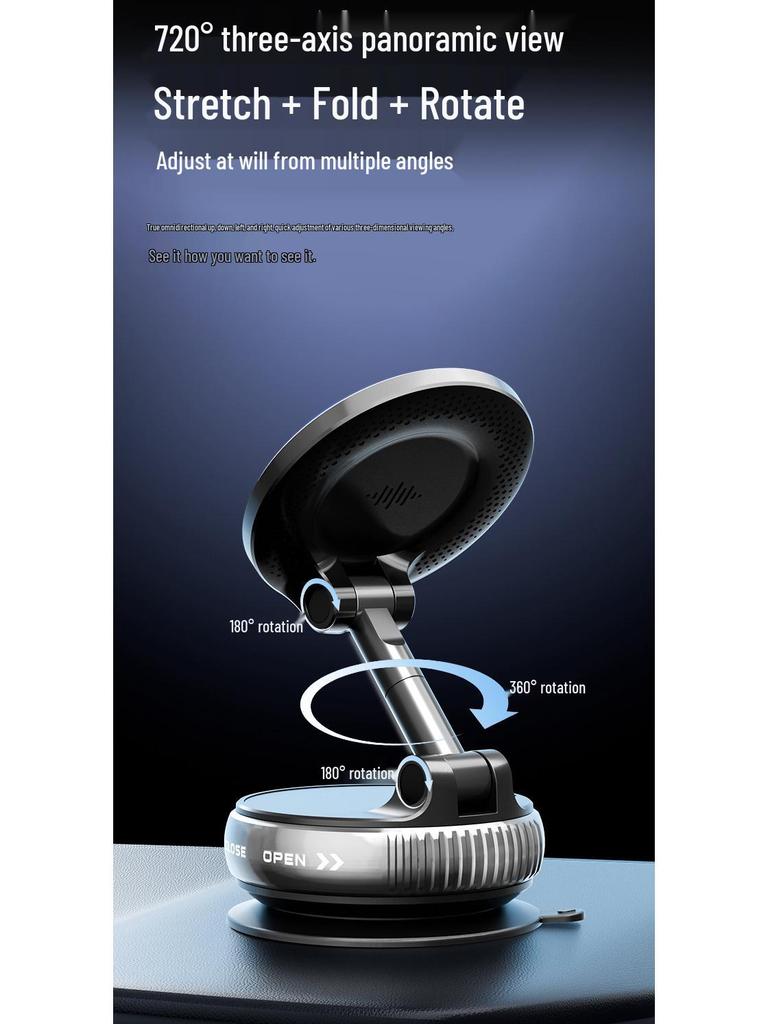 Foldable Magnetic Car Phone Holder with Suction Cup for Navigation