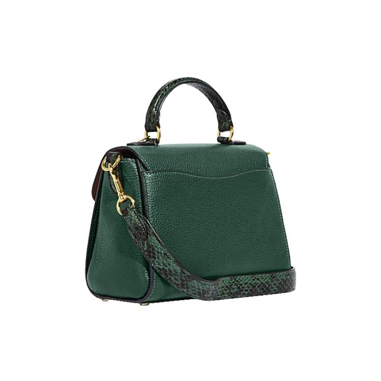 New COACH Cow Leather Shoulder Bag Crossbody Bag Handbag Small Size Women's Dark Green CE568-IMV1Y