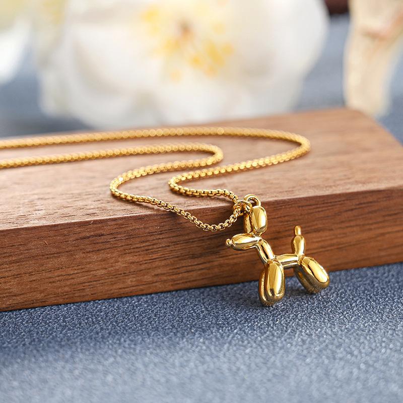 Necklace Balloon Dog Pendant Jewelry Light Luxury Style Titanium Steel Necklace Women 60CM