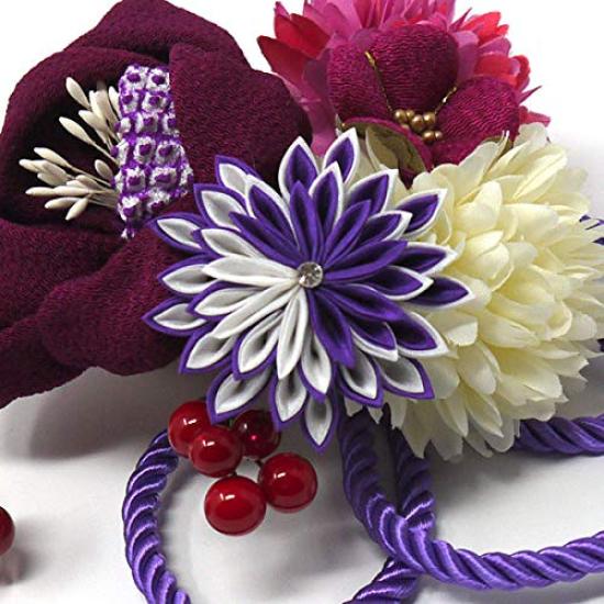 Kimono-Haarschmuck für Chirimen Rot und Lila [Stilvoll Iroha] Volljährigkeitszeremonien, Handwerk, 2-teiliges Set,