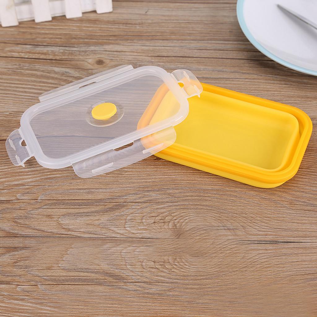 500ml Silicone Collapsible Portable Lunchbox Bowl Folding Food Storage Container Yellow