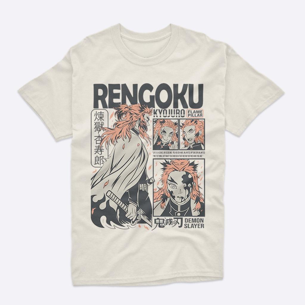Demon Slayer Kyojuro Rengoku Flame Pillar Anime Graphic T Shirt Manga Streetwear Cotton Oversized Tee