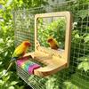 Wear Resistant Bird Perch with Mirror Birds Grinding Perch Holder  Bird Cage Accessories