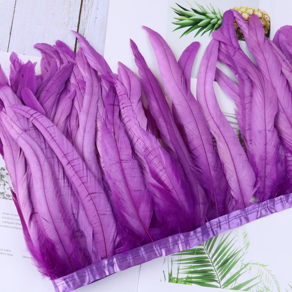 Red Rooster Tail Trims Natural Coque Feather Trimming Ribbon For Crafts Dress Skirt Carnival Costumes Plumes 10-12 Inch