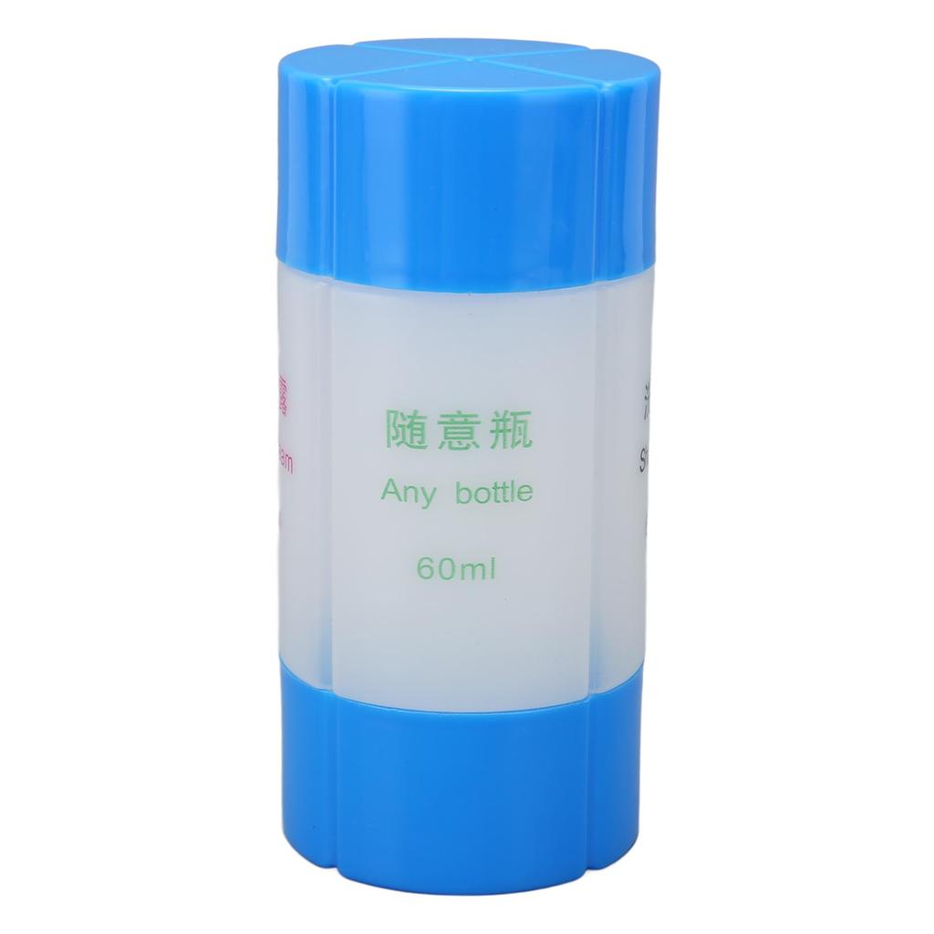 4 In 1 Travel Bottle Leak Proof Pre Printed Refillable Toiletries Container for Shampoo Lotion 60ml Blue