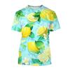 Summer Round Neck 3D Fruit Lemon Pattern Print Top Fashionable Casual Short Sleeved Men's and Women's Unisex T-shirts