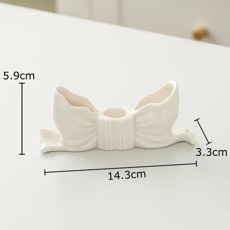 Bowknot-shaped Ceramic Candle Holders Desk Decoration Romantic Candlestick Wax Melt Burner Candle Stand Room Aesthetic Decor