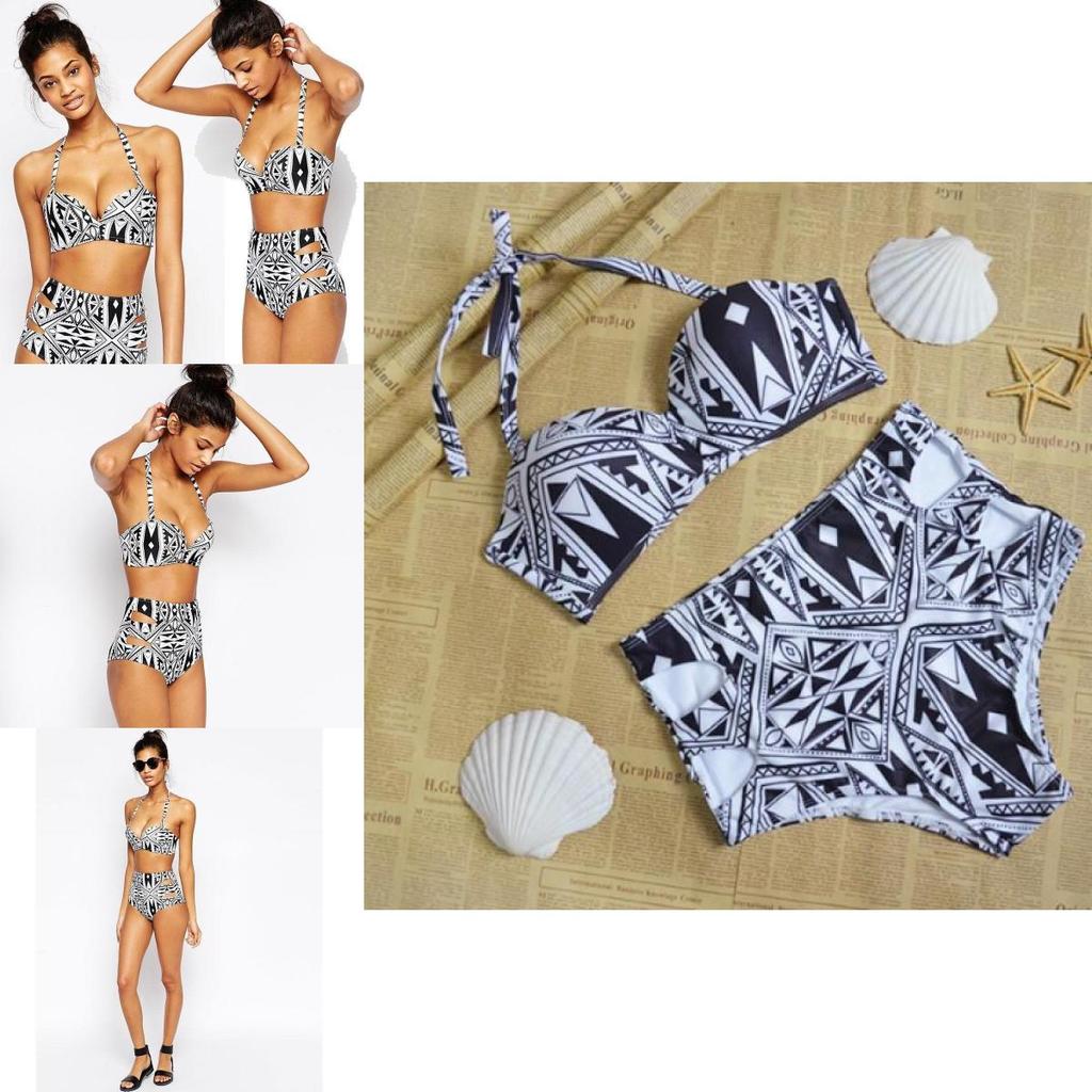 Elegant Retro Polka Dot Women's High Waist Bikini Set Stylish Rose Swimwear
