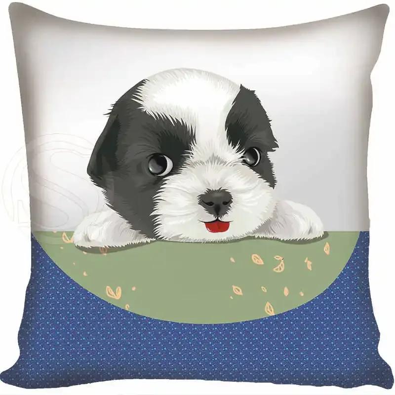 Cartoon Funny Dog Schnauzer Fashion Style Square Pillowcase Zipper
