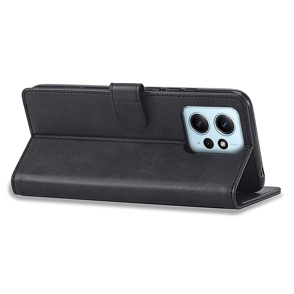 LC.IMEEKE For Xiaomi Redmi Note 12 4G Phone Wallet Case Calf Texture PU Leather Stand Phone Cover
