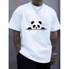 Herren-T-Shirt mit Rundhalsausschnitt, Panda-Print, atmungsaktiv, leicht, maschinenwaschbar | Lässiges Herren-Top | Herren-Top für den Alltag