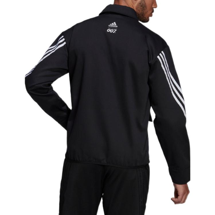 Adidas X James Bond Co-Branded Striped Print Logo Zip-Up Collar Long Sleeve Jacket Men Jackets Black GN6807
