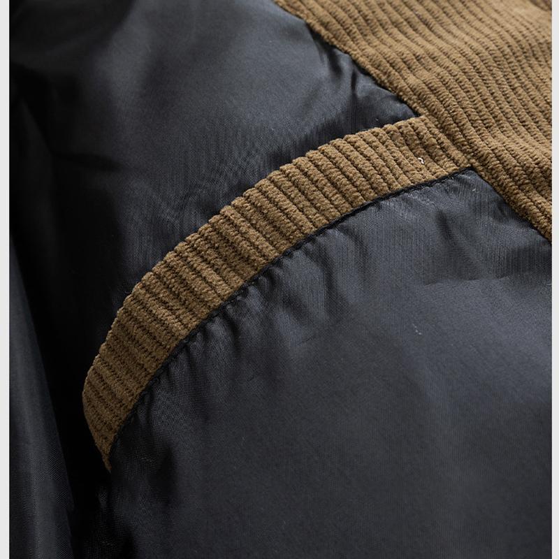 Winter Men's Parkas Fashion Patchwork Corduroy Hooded Warm Outerwear Coats Men Loose Casual Streetwear Jackets Parkas