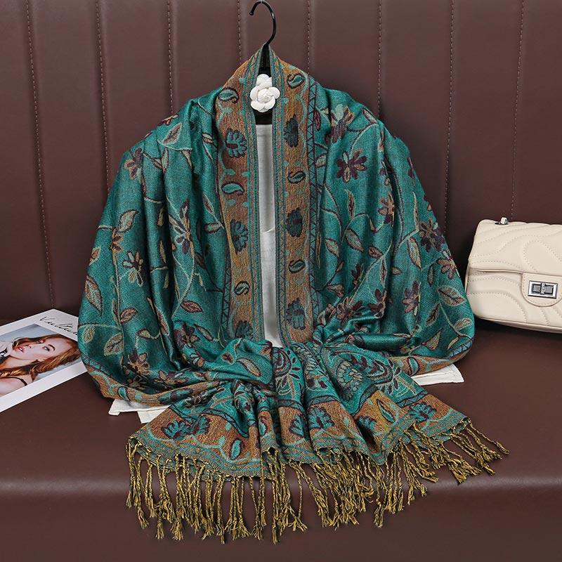 Paisley Pashmina Shawl Scarf Women Jacquard Cashew Printed Scarves Borders Female Tassel Travel Blanket Wraps Ethnic Shawls