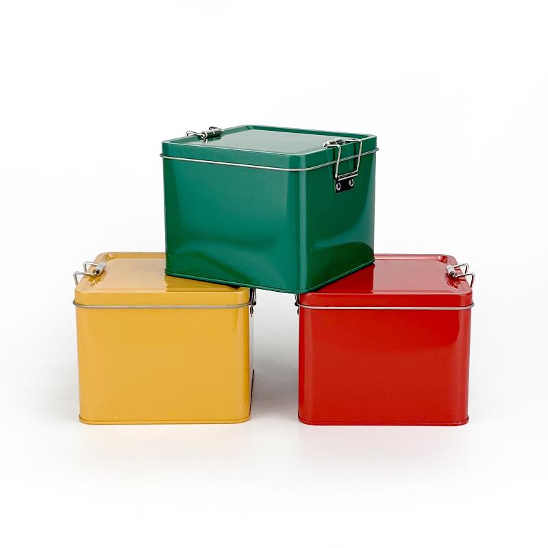 Quadratische Blechdose Keksdose mit Deckel Staubdicht Heimküche Desktop Aufbewahrungsblech Langlebige Schnalle Eisenbox