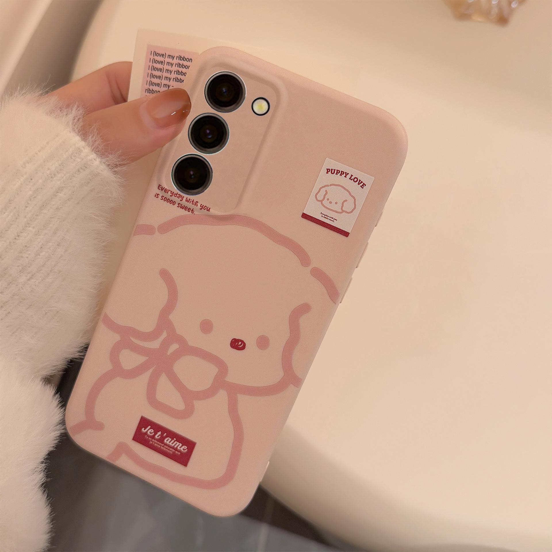 

Корейский чехол для телефона Samsung Galaxy A54 A13 A12 A14 S24 S23 S22 Ultra S22 Plus A53 A23 A21S S24+ мультяшный милый песик жесткий противоударный чехол для телефона из ПК S22