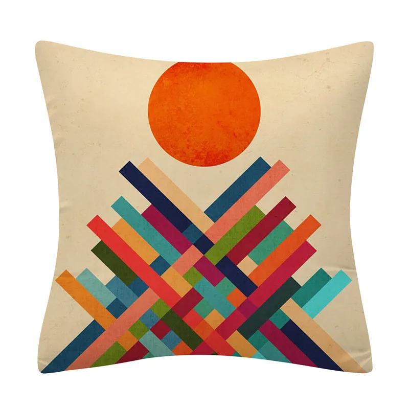 45*45cm Creative Color Geometric Design Pattern Cushion Cover Sofa Office Seat Car Waist Home Decoration