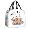 Custom Peach And Goma Mochi Cat Eating Ramen Thermal Insulated Lunch Bags Women Portable Lunch Container Travel Storage Food Box