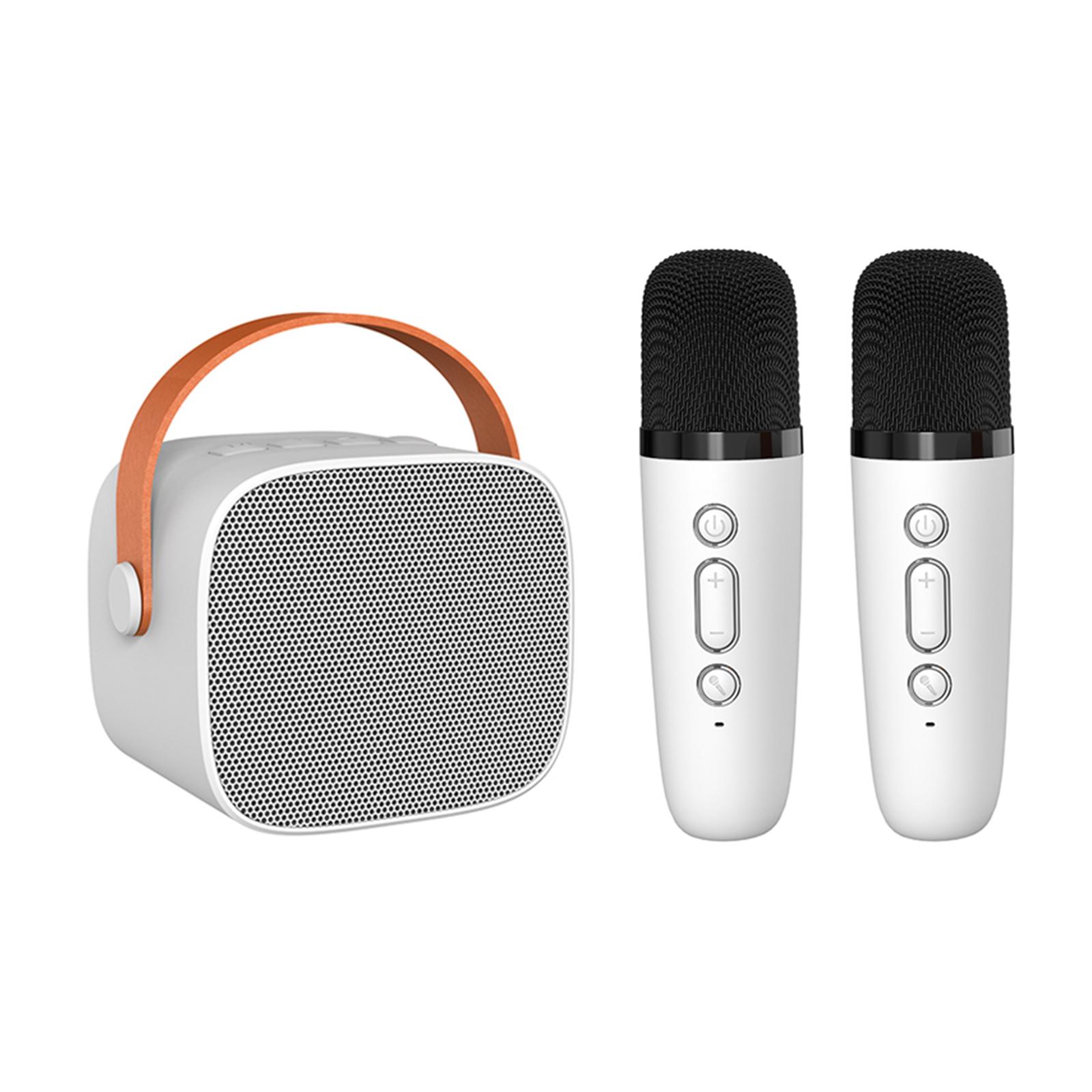 

Мини-караоке-динамик BT для караоке с беспроводными микрофонами для домашней вечеринки для взрослых и детей 2 mics белый