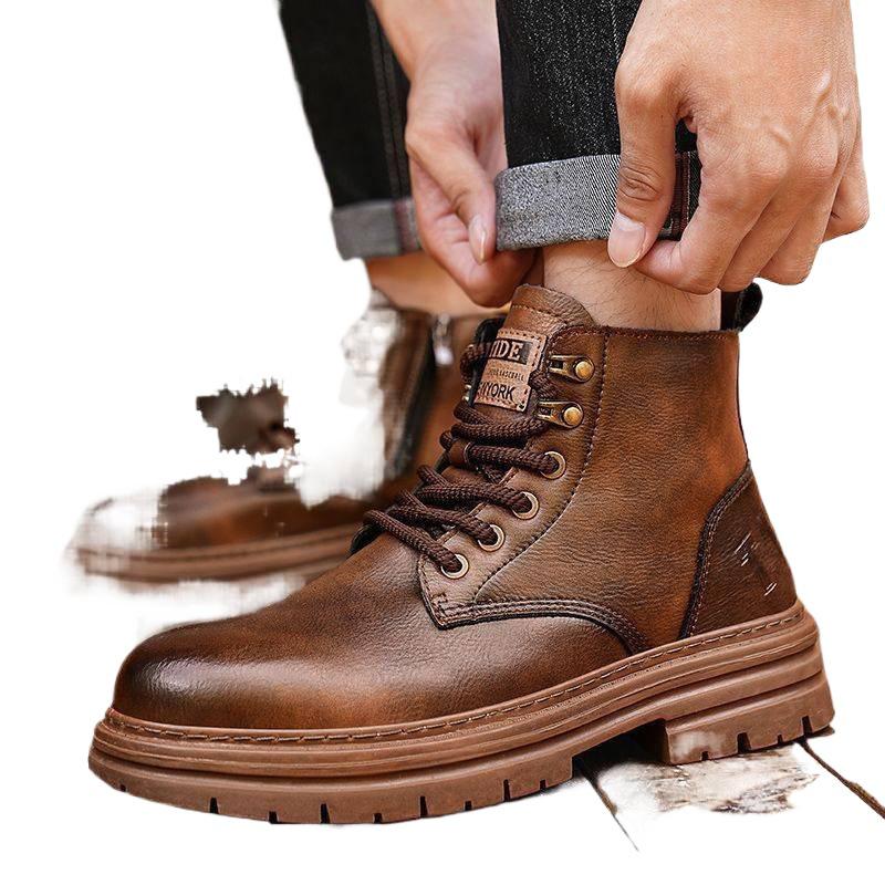 Botas Martin Britânicas de Outono para Homem - Versátil, Antiderrapante, Impermeável, Resistente ao Desgaste, Calçado de Trabalho e Desportivo Casual