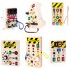 Baby Wooden Montessori Busy Board Circuit LED Light Simulation Socket Switch Life Skills Cognitive Toy