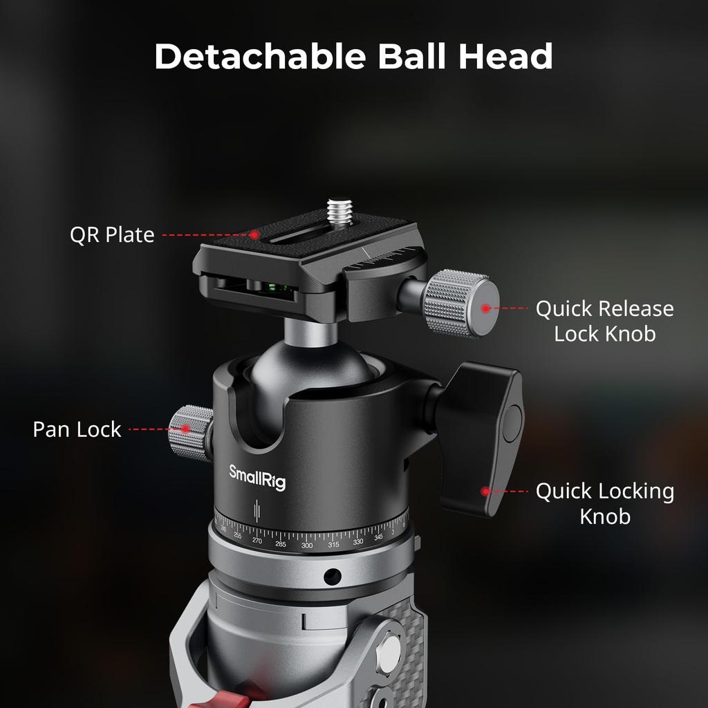 SmallRig Camera Carbon Compact Camera Folds Down To Weight Height Maximum Load Capacity Ball 5564 166.5cm Monopod, Fiber, Monopod, 68cm, 1.72kg,