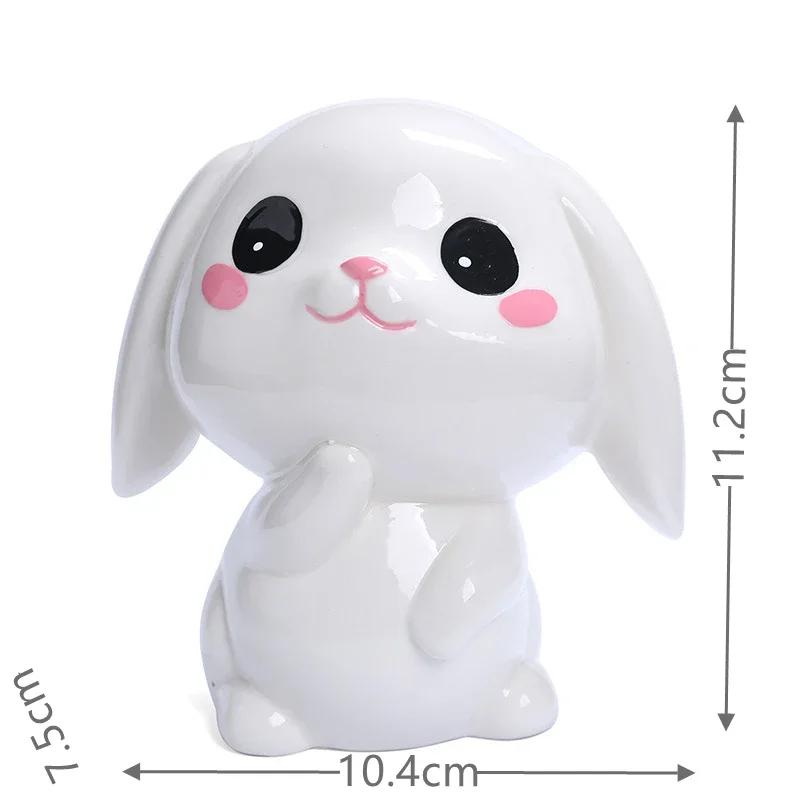 Cute Rabbits Ceramics Piggy Bank Creative Coin Money Storage Jar Creative Cute Girls Boys Birthday Gift Home Desktop Decoration