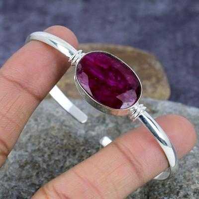 Lab Created Ruby Gemstone lucrat manual din argint 925 cadou reglabil.